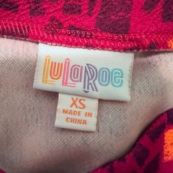 LulaRoe NWT Cassie Graphic Red Black Neon Orange New Wave Pull-on Skirt Size XS - Picture 4 of 6